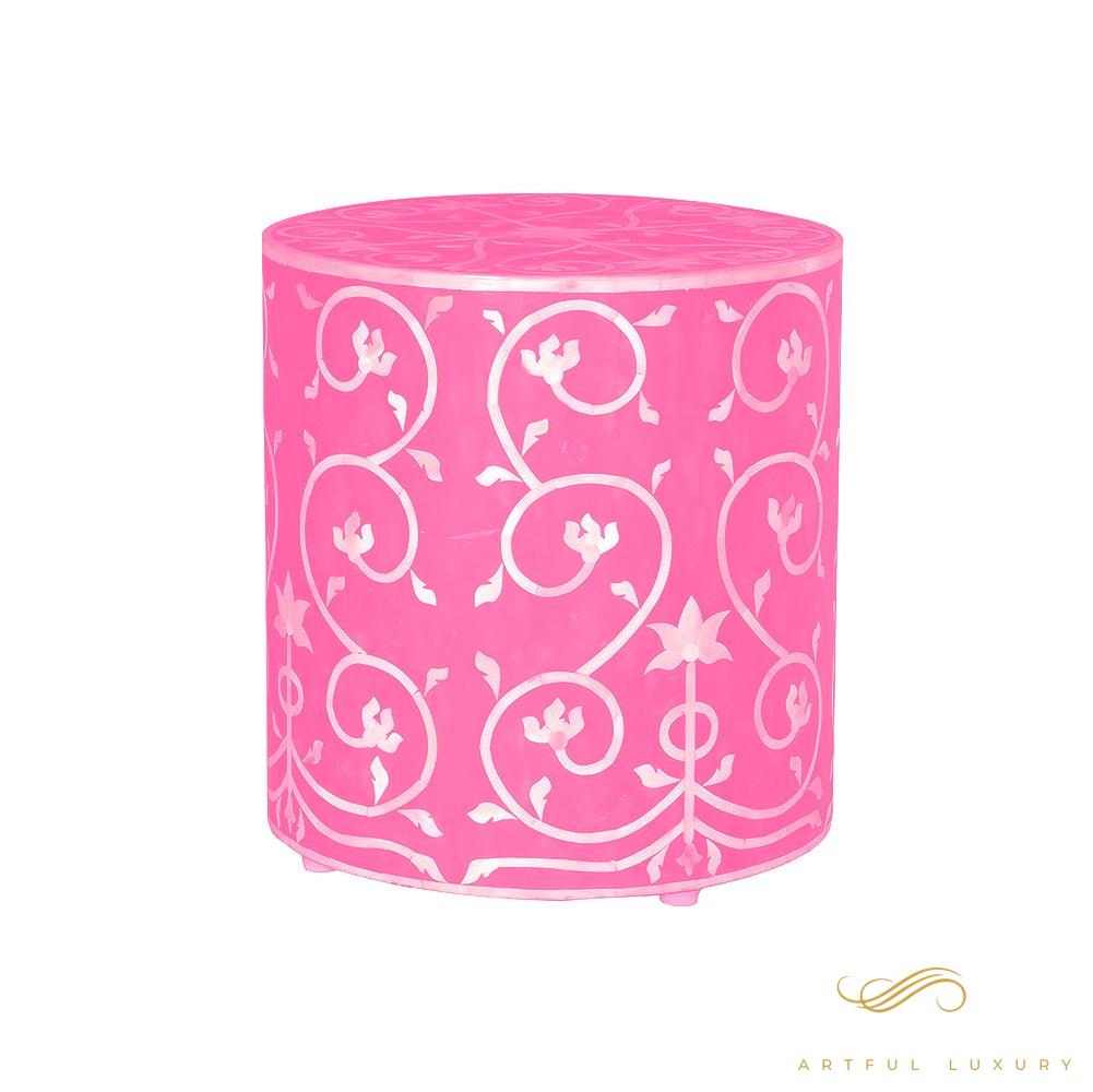 Bone Inlaid Stool Handcrafted | Luxury Handmade Stool
