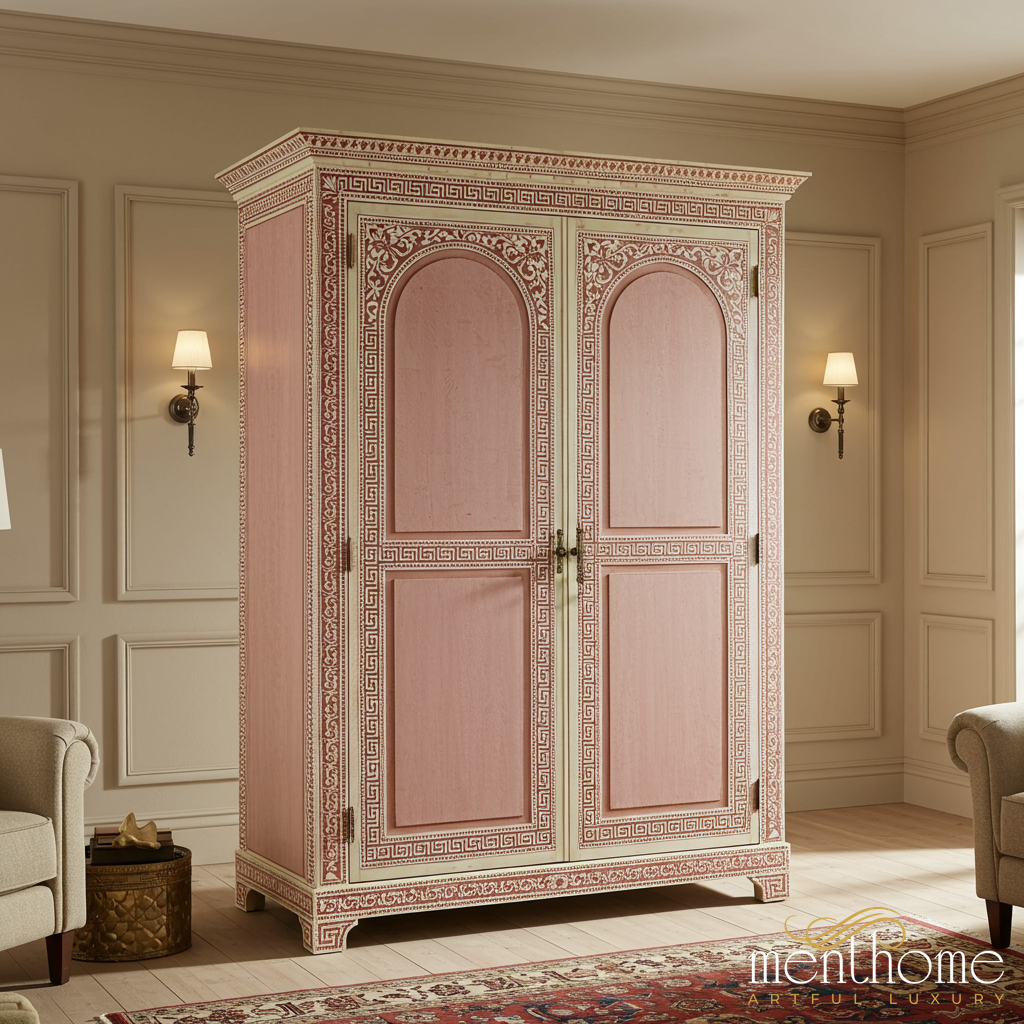 Vintage Ornate Double Door Wooden Wardrobe | Luxury Handmade Wardrobe