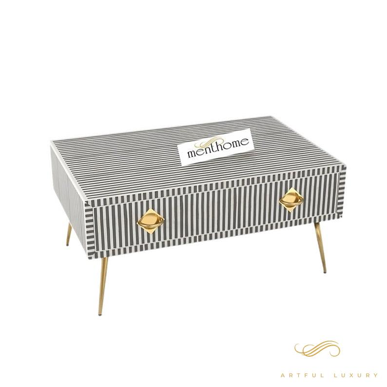 Handmade resin Inlay Modern Striped Pattern Coffee Table | Luxury Handmade Coffee Table