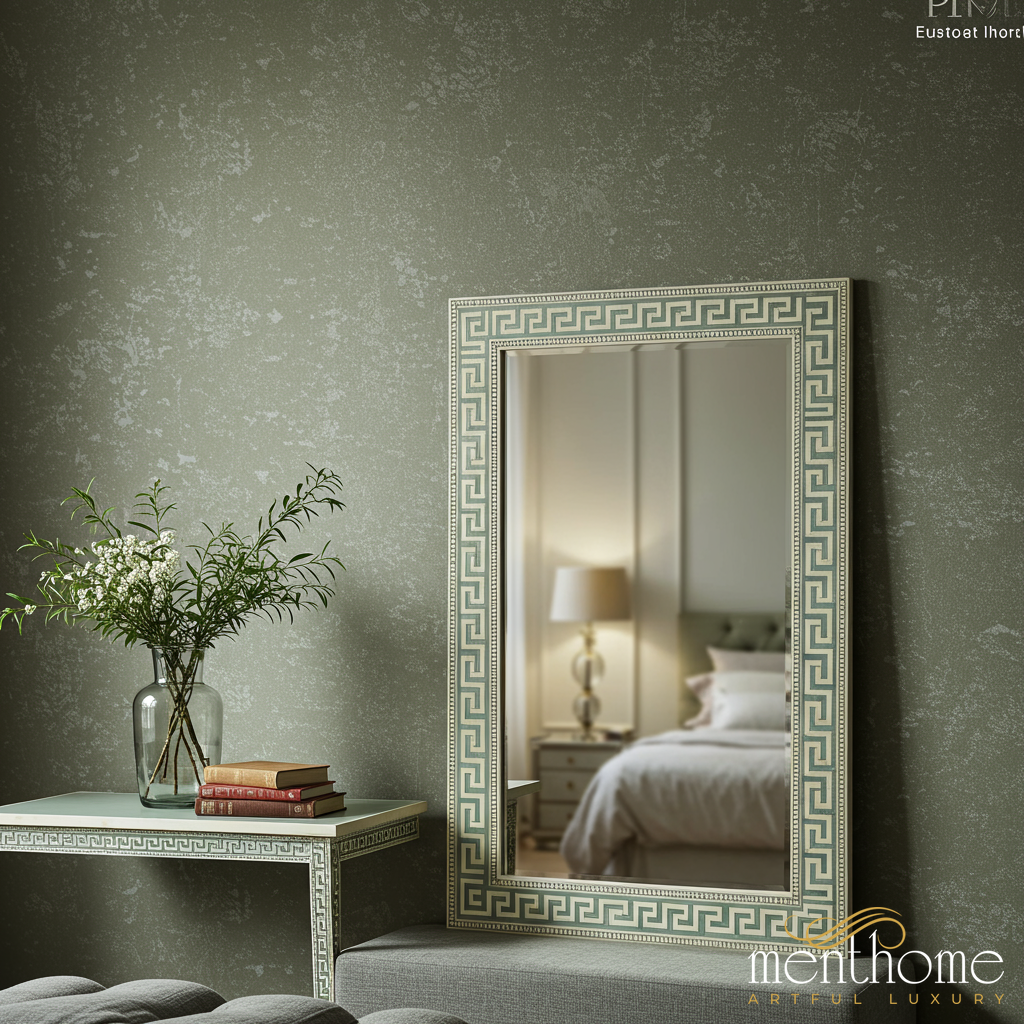 Decorative Wall Mirror with Greek Key Pattern Frame | Luxury Handmade Mirror