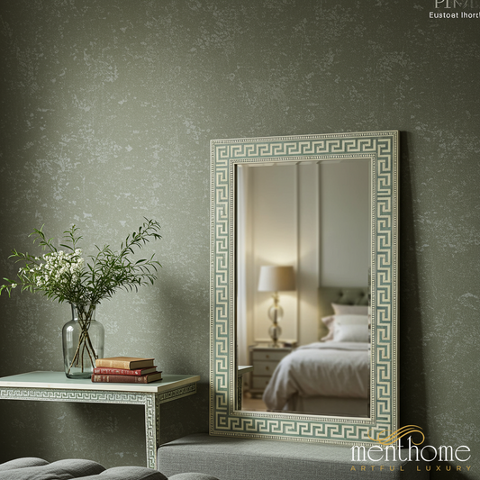 Decorative Wall Mirror with Greek Key Pattern Frame | Luxury Handmade Mirror