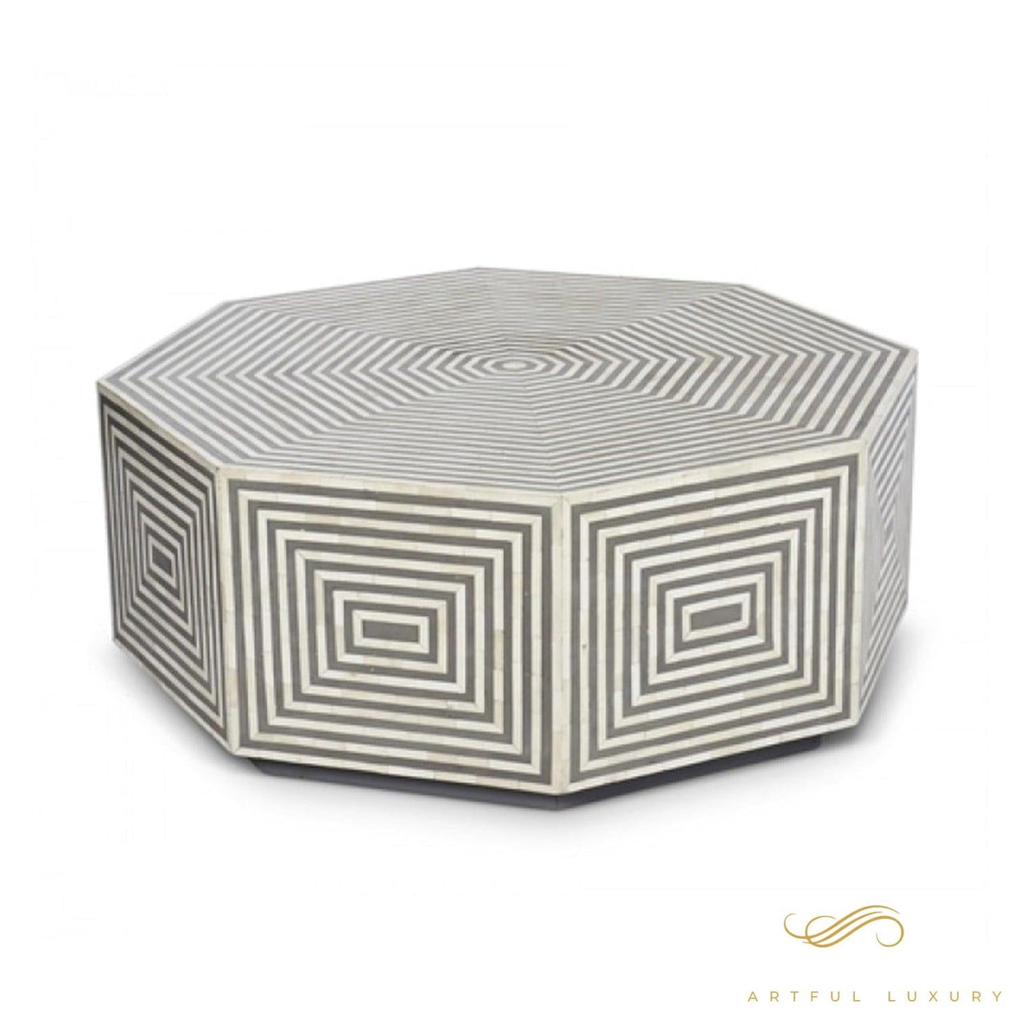 Luxury Bone Inlay Hexagonal Coffee Table | Luxury Handmade Coffee Table