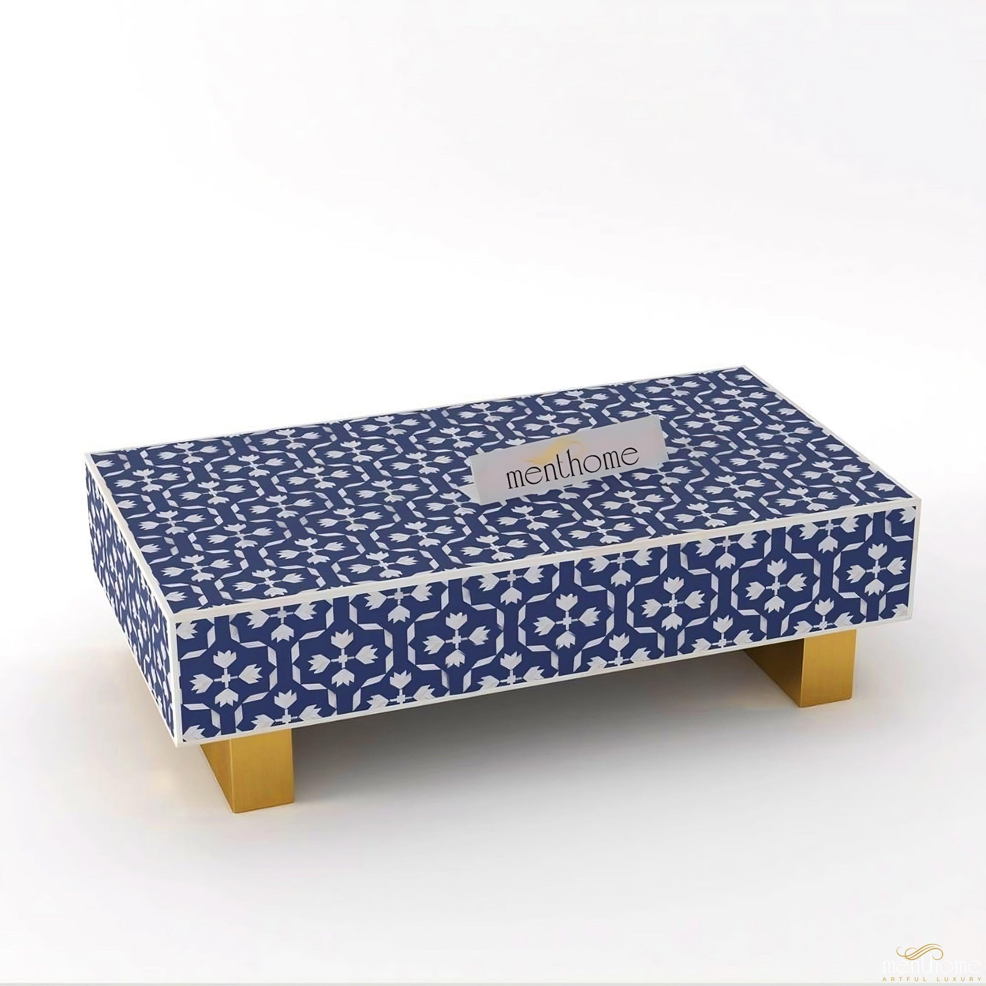 Bone Inlay Rectangular Black Coffee Table | Luxury Handmade Coffee Table