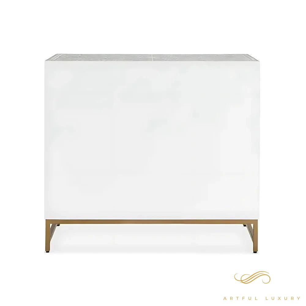 Bone Inlay 3-Drawer Small Dresser in Grey Color | Luxury Handmade Dresser