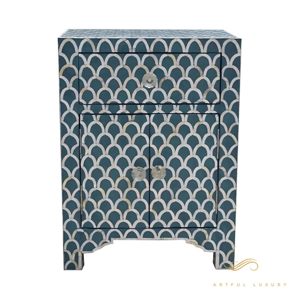 Leaf Pattern Bedside Table for Home | Luxury Handmade Bedside Table