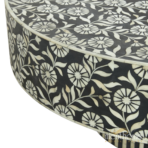 Bone Inlay Oval Coffee Table Wooden Pattern Furniture | Luxury Handmade Coffee Table