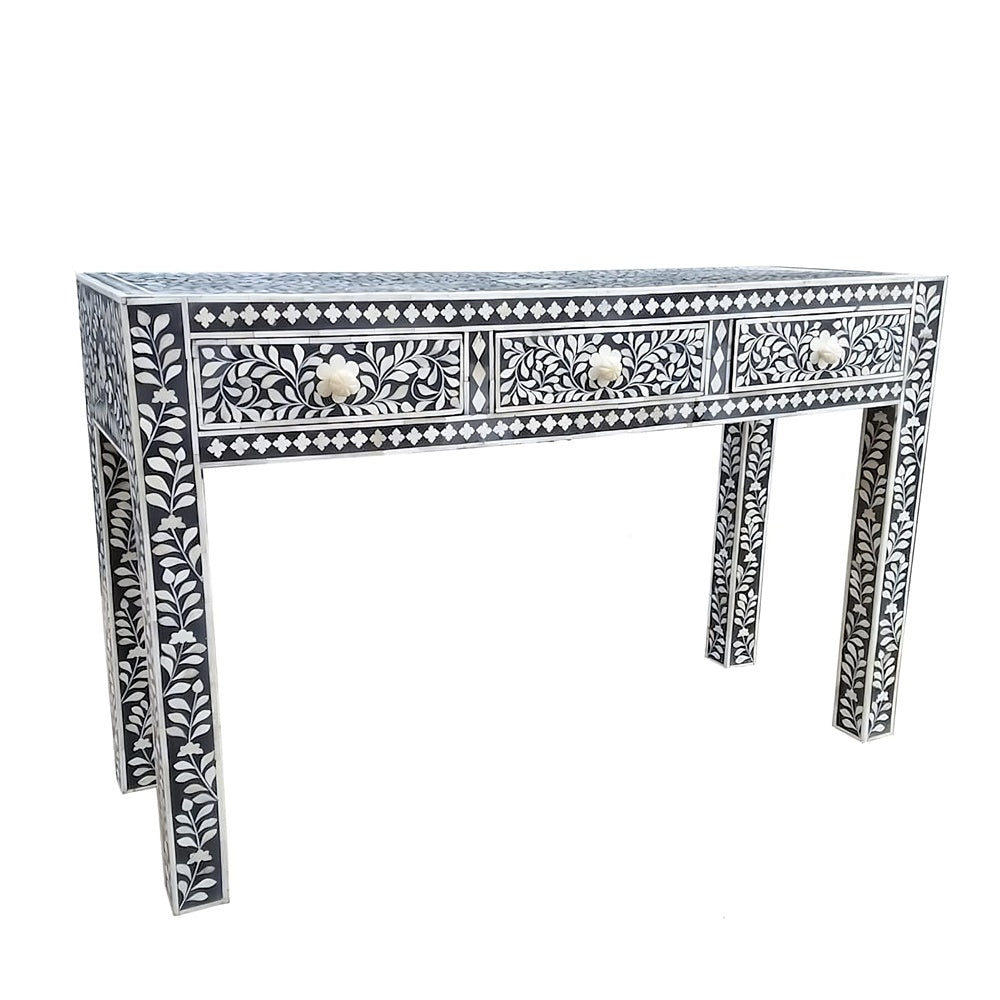 Three Drawer Desk Bone Inlay