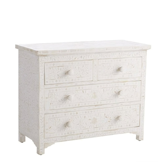 Mother of Pearl Dresser White 4 Drawers