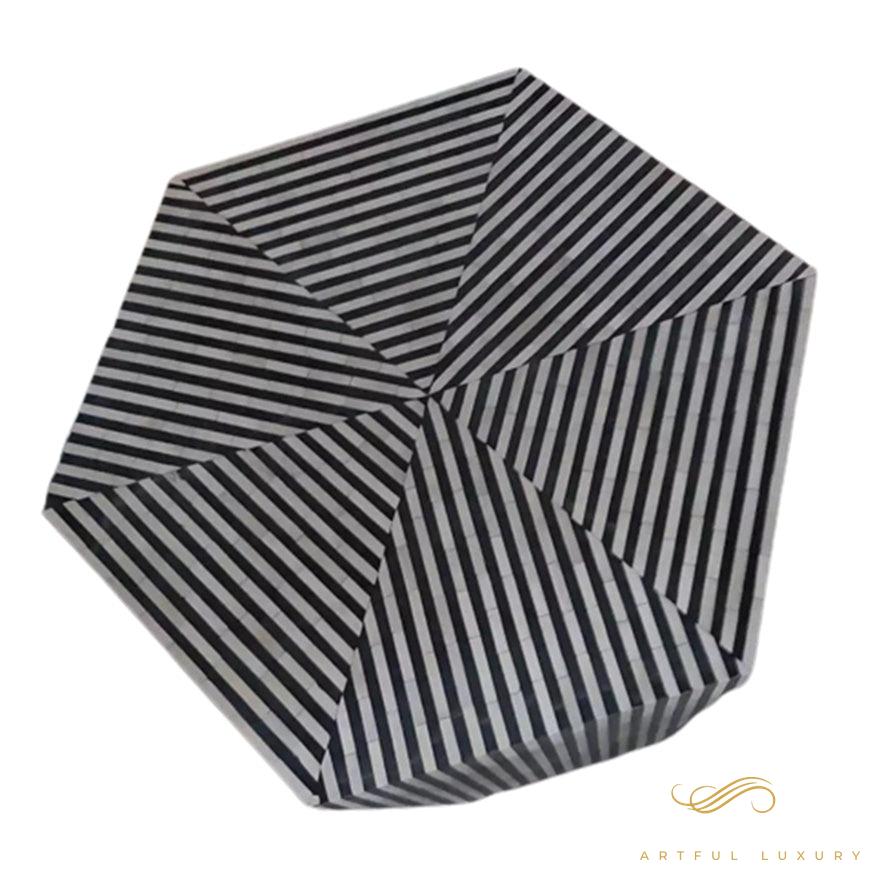 Striped Coffee Table Bone inlay | Luxury Handmade Coffee Table