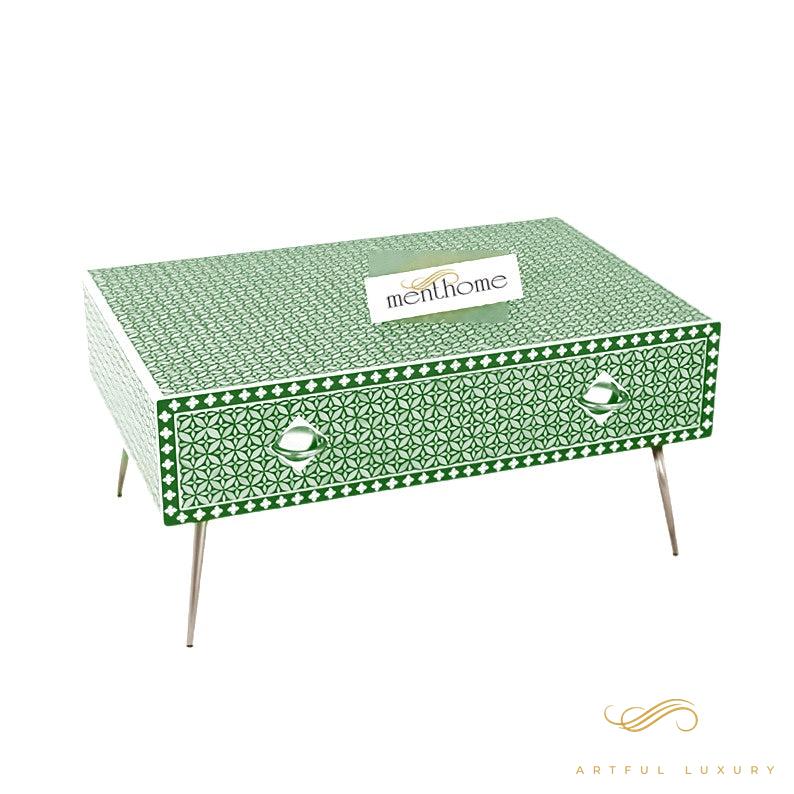 Handmade Bone Inlay One Drawer Coffee Table Furniture | Luxury Handmade Coffee Table