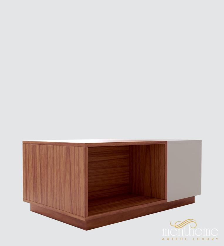 Breeze Coffee Table In Natural Teak & Cold White Finish | Luxury Handmade Coffee Table