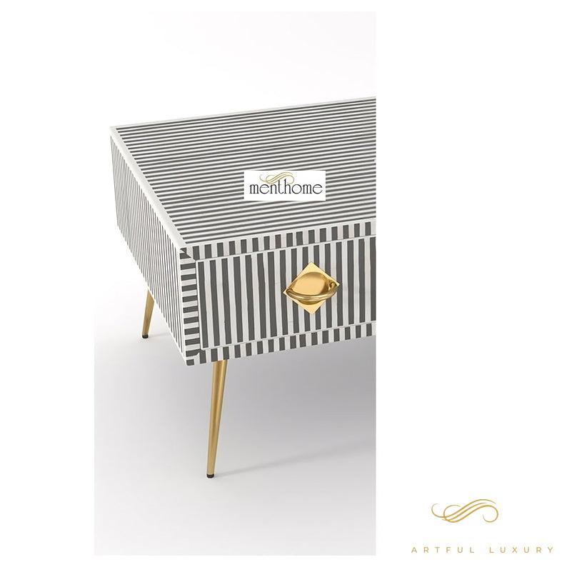 Handmade resin Inlay Modern Striped Pattern Coffee Table | Luxury Handmade Coffee Table