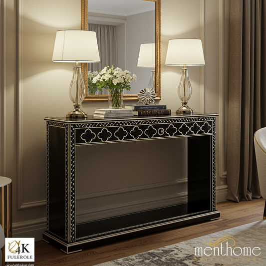 Elegant Black and Gold Accent Console Table | Luxury Handmade Console