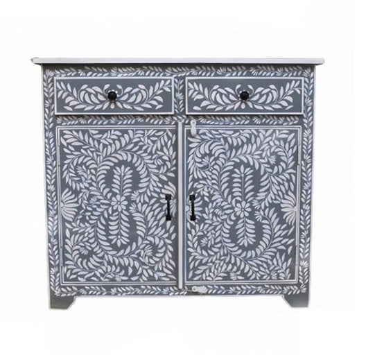 Floral Design Entryway Cabinet Grey Color