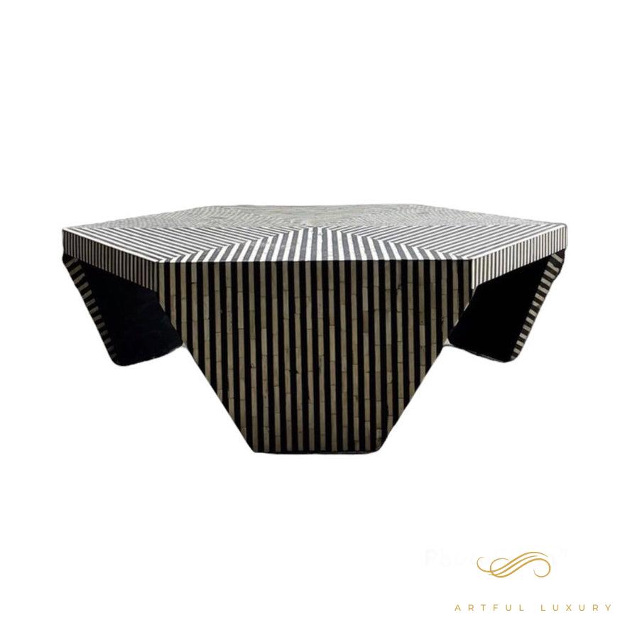 Striped Coffee Table Bone inlay | Luxury Handmade Coffee Table