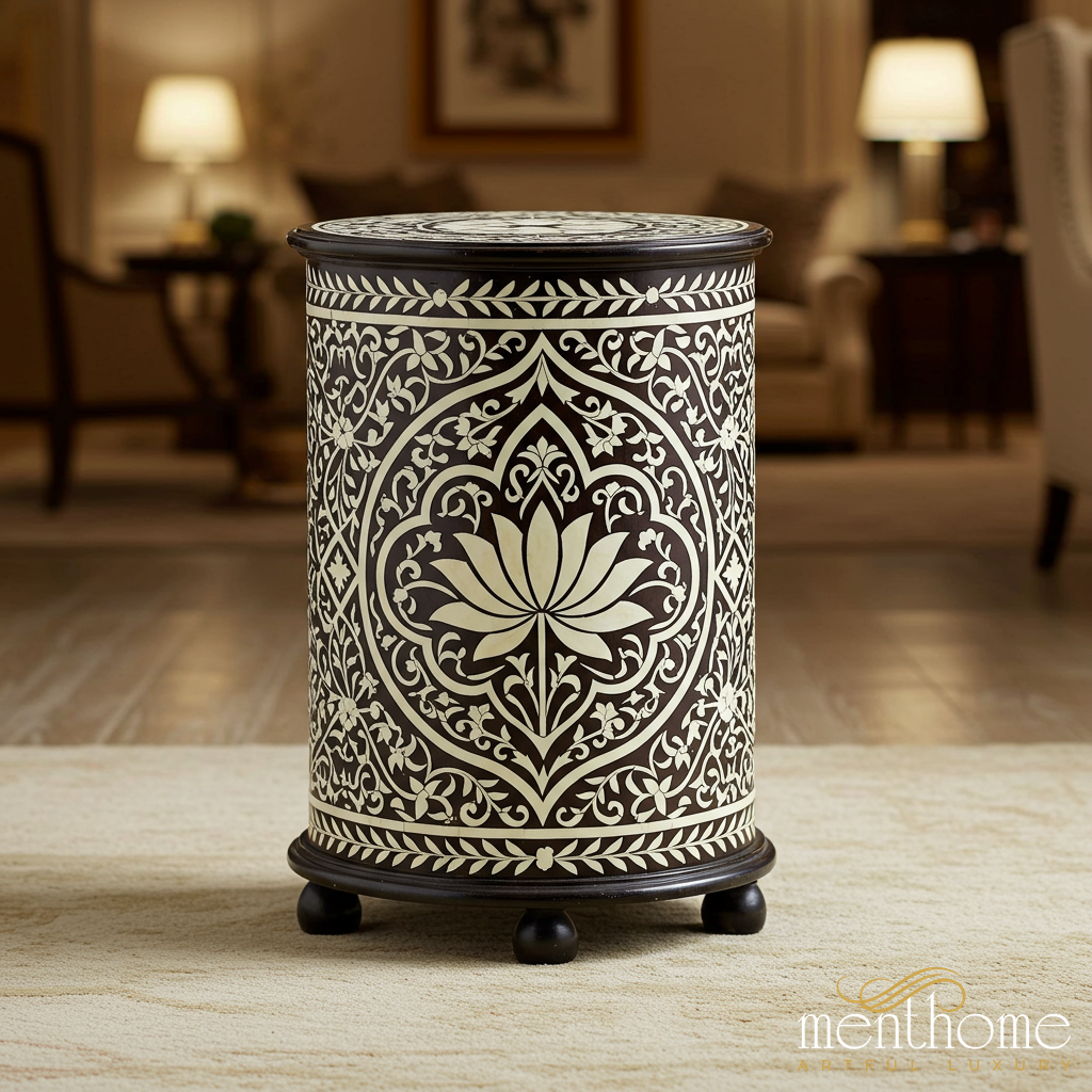 Elegant Carved Side Table | Luxury Handmade Side Table