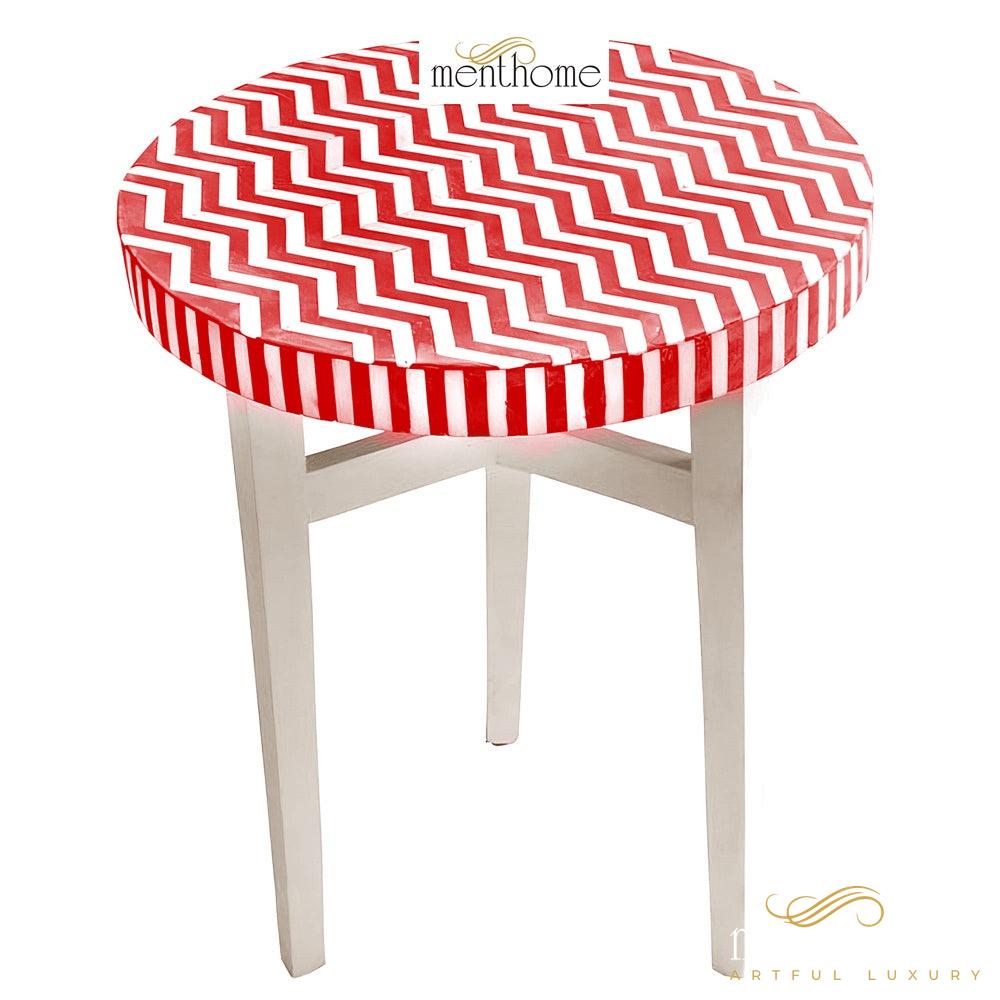 Modern Side Table Bone Wooden Modern Floral Pattern Stool | Luxury Handmade Side Table