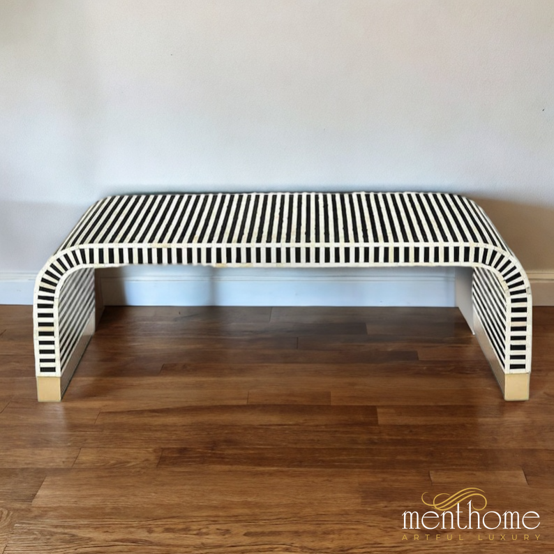 Bone Inlay Waterfall Coffee Table | Antique Design | 40WX40DX17H | Luxury Handmade Coffee Table