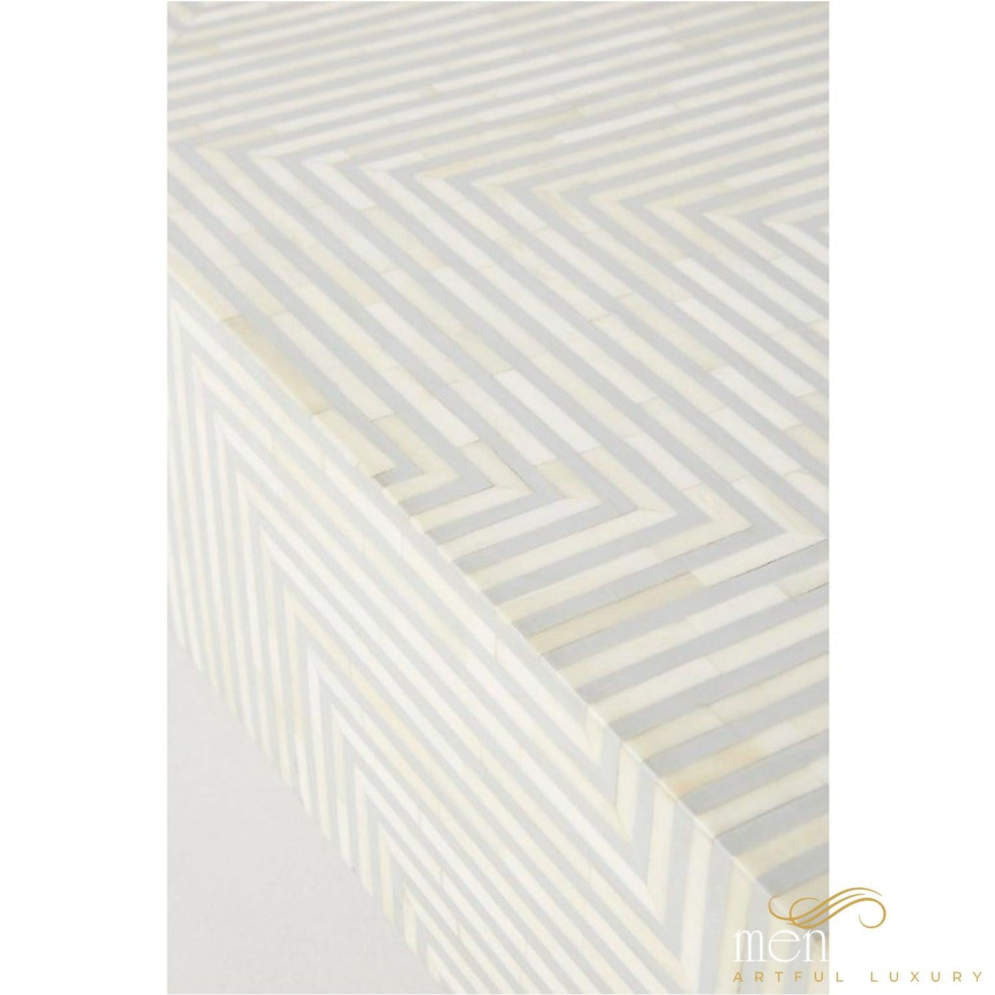Bone Inlay Grey striped Coffee Table | Luxury Handmade Coffee Table