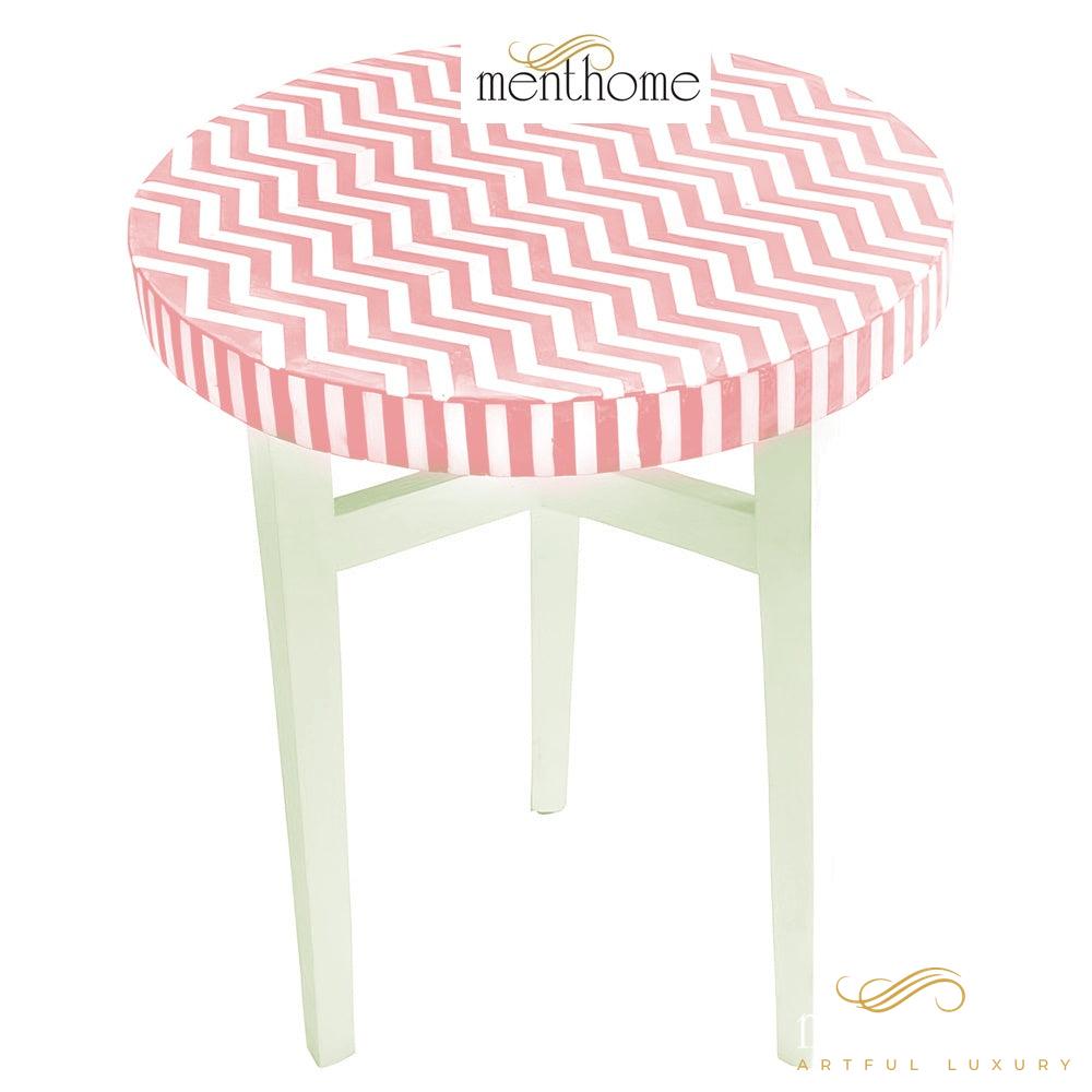 Modern Side Table Bone Wooden Modern Floral Pattern Stool | Luxury Handmade Side Table