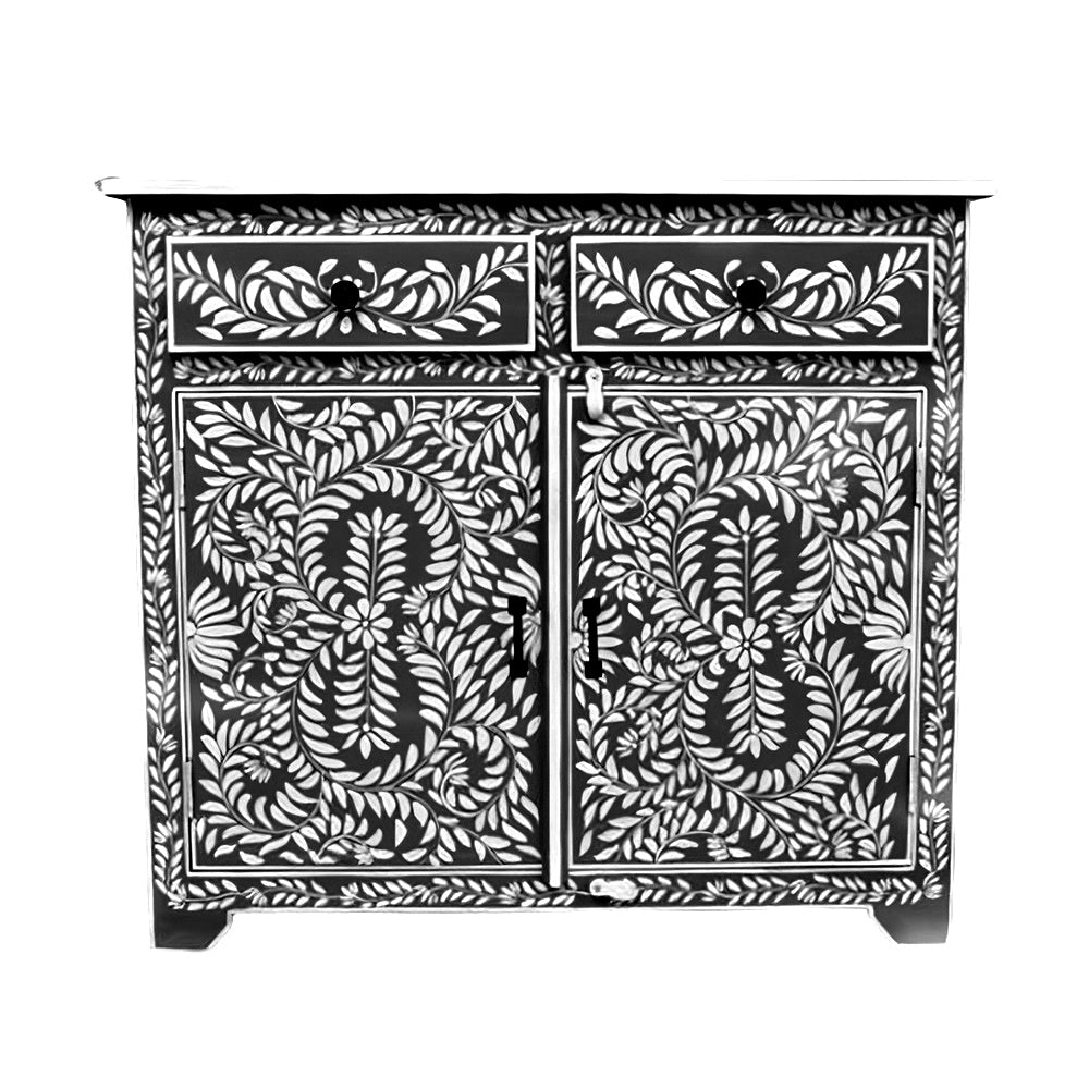 Floral Design Entryway Cabinet Grey Color