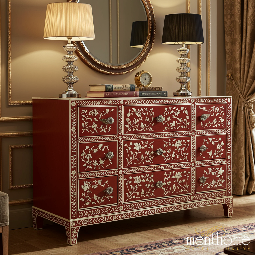 white christmas dresses Decorative Red Wooden Dresser With Floral Inlay where can Menthome USA white christmas dresses Decorative Red Wooden Dresser With Floral Inlay where can Menthome USA