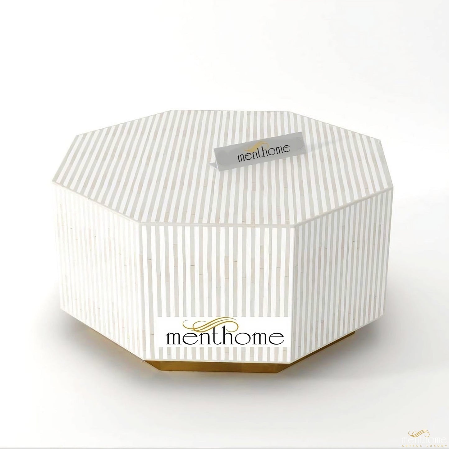 Bone Inlay Hexagonal Stripe Coffee Table | Luxury Handmade Coffee Table