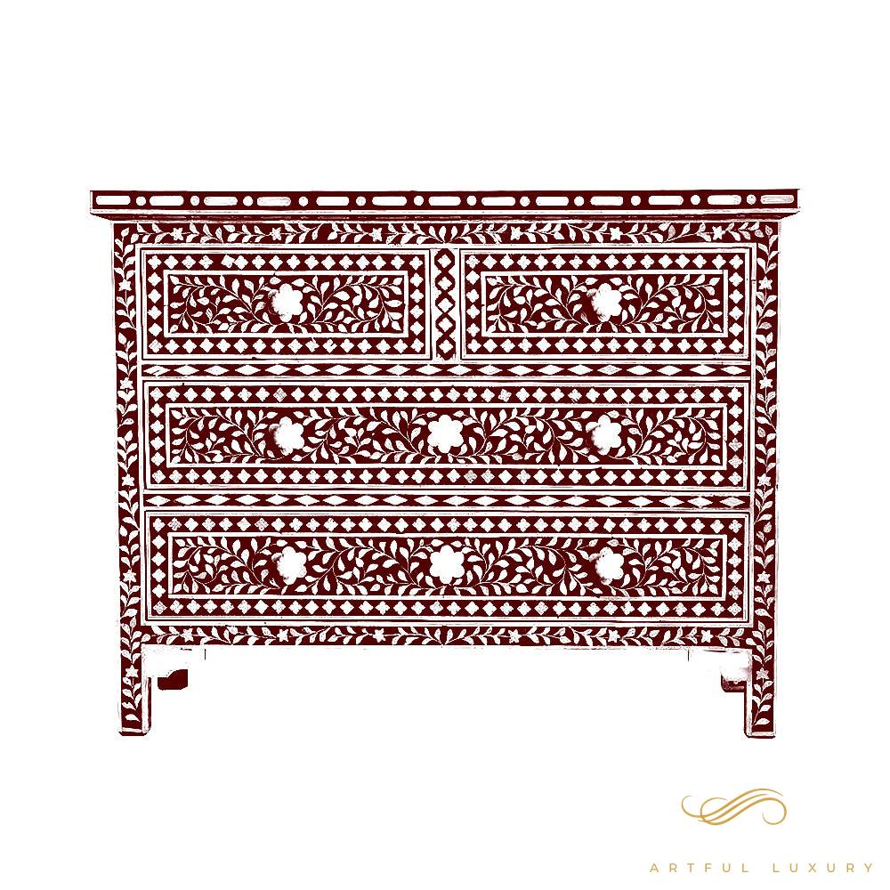 4 Drawer Dresser Mother of Pearl Inlay | Luxury Handmade Dresser