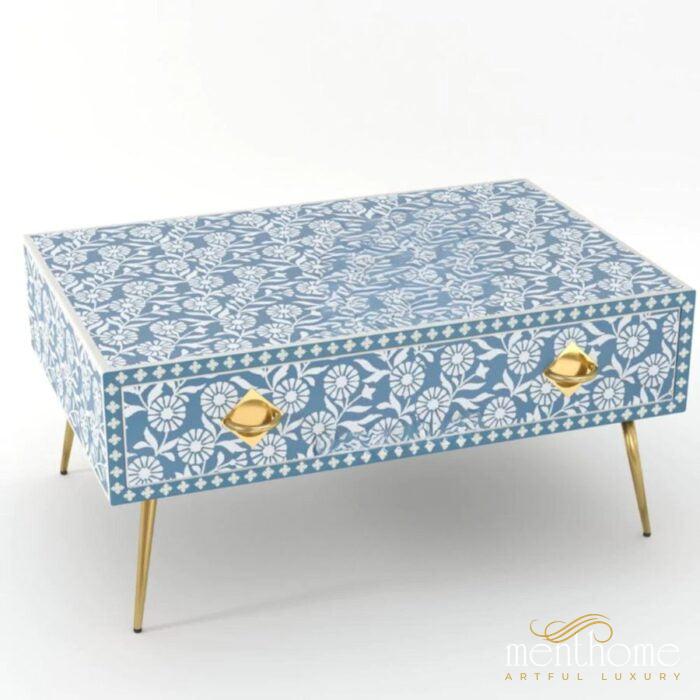 Sunflower-Bone Inlay -Rectangular-Coffee Table | Luxury Handmade Coffee Table