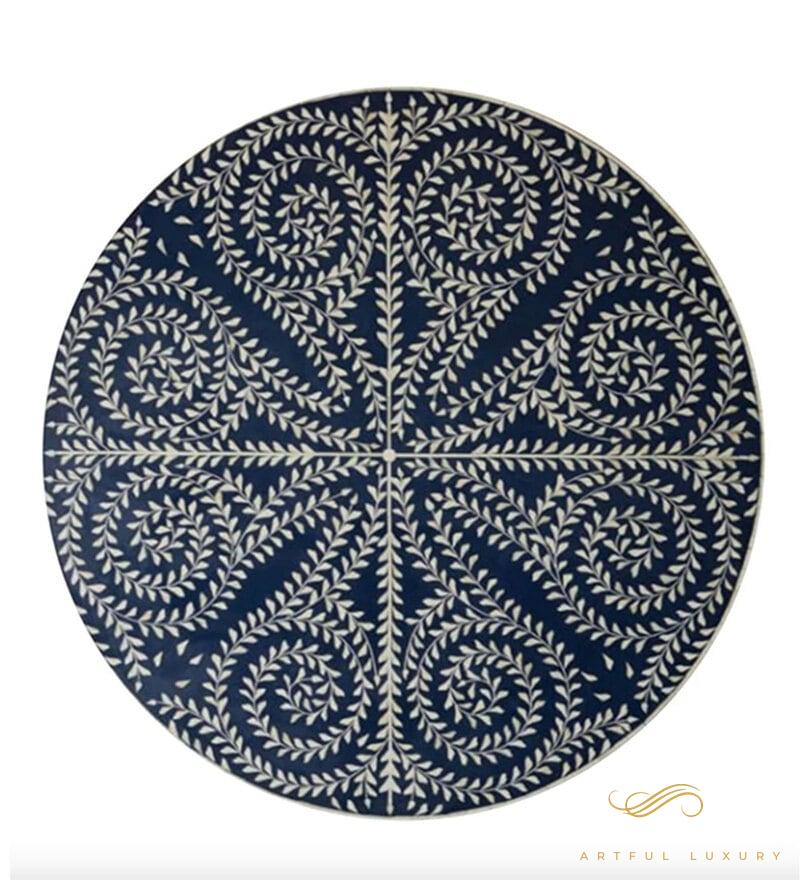 Leaf Pattern Coffee Table Bone Inlay With Base Golden Finish | Luxury Handmade Coffee Table