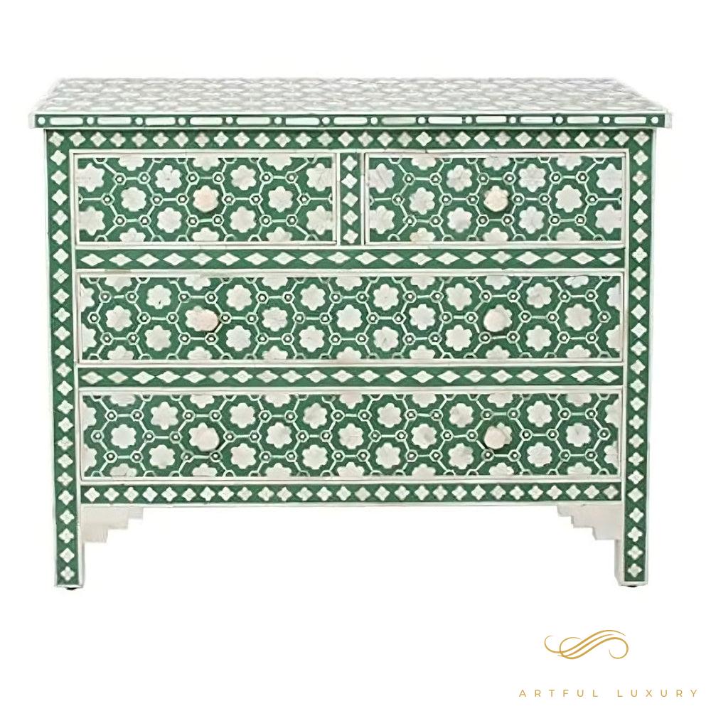 Indigo Blue Floral Design dresser | Luxury Handmade Dresser