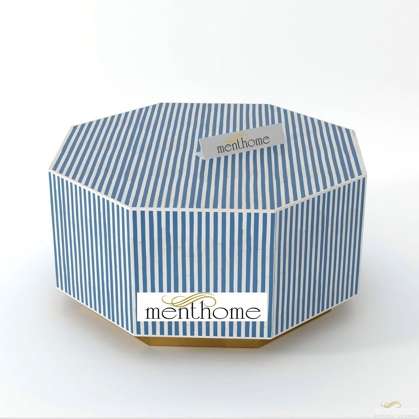 Bone Inlay Hexagonal Stripe Coffee Table | Luxury Handmade Coffee Table