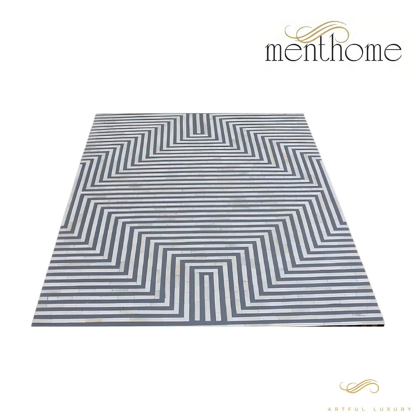 Bone Inlay Stripe Design Coffee Table | Luxury Handmade Coffee Table