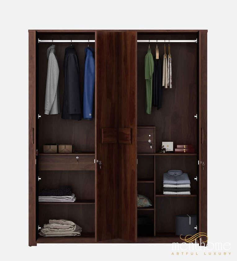 Kosmo Artisan 4 Door Wardrobe in Sheesham Finish | Luxury Handmade Wardrobe