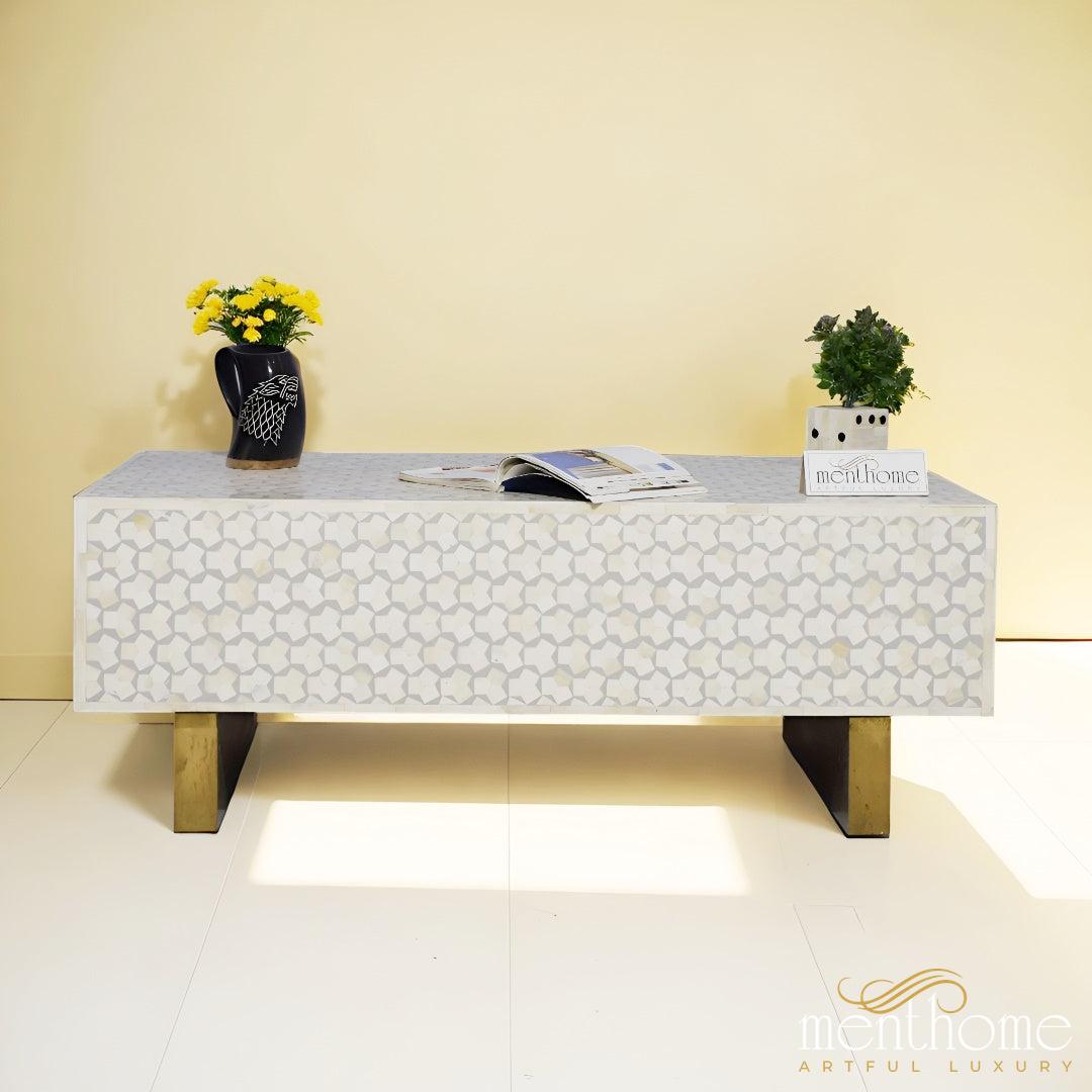 Tarqua Pattern Coffee Table with Brass Coated Legs | Luxury Handmade Coffee Table