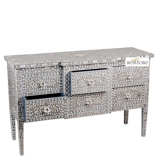Floral Chest 6-Drawers Mother of Pearl Dresser