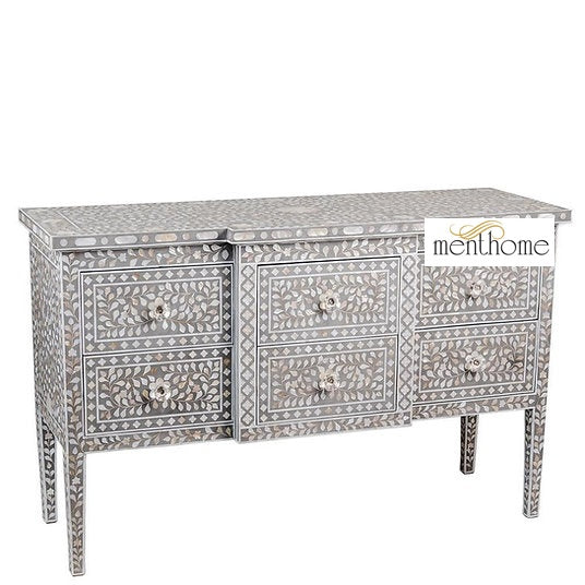 Floral Chest 6-Drawers Mother of Pearl Dresser