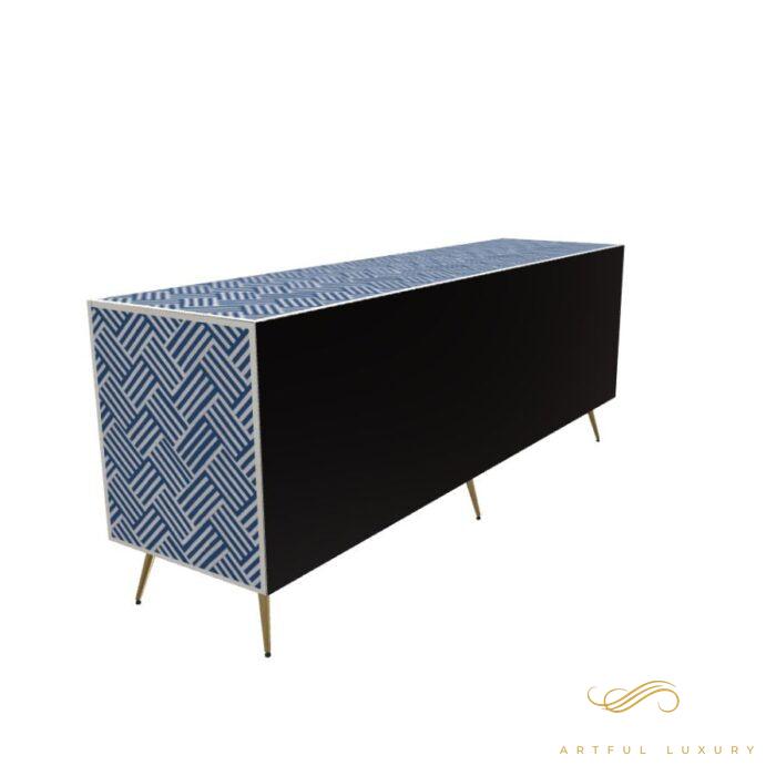 Geometric-Bone Inlay -Rectangular- Tv Cabinet | Luxury Handmade TV Cabinet