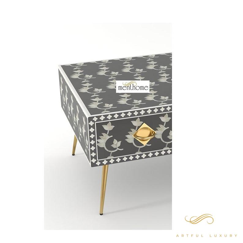 Overlay Floral Coffee Table Handmade Bone Inlay | Luxury Handmade Coffee Table