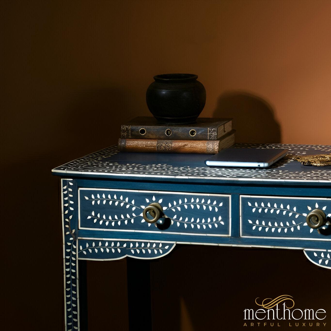 Bone Inlay Executive Desk | Chic and Functional | Intricate Detailing for Modern Spaces | Luxury Handmade Desk