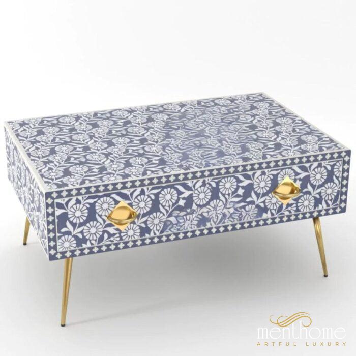 Sunflower-Bone Inlay -Rectangular-Coffee Table | Luxury Handmade Coffee Table