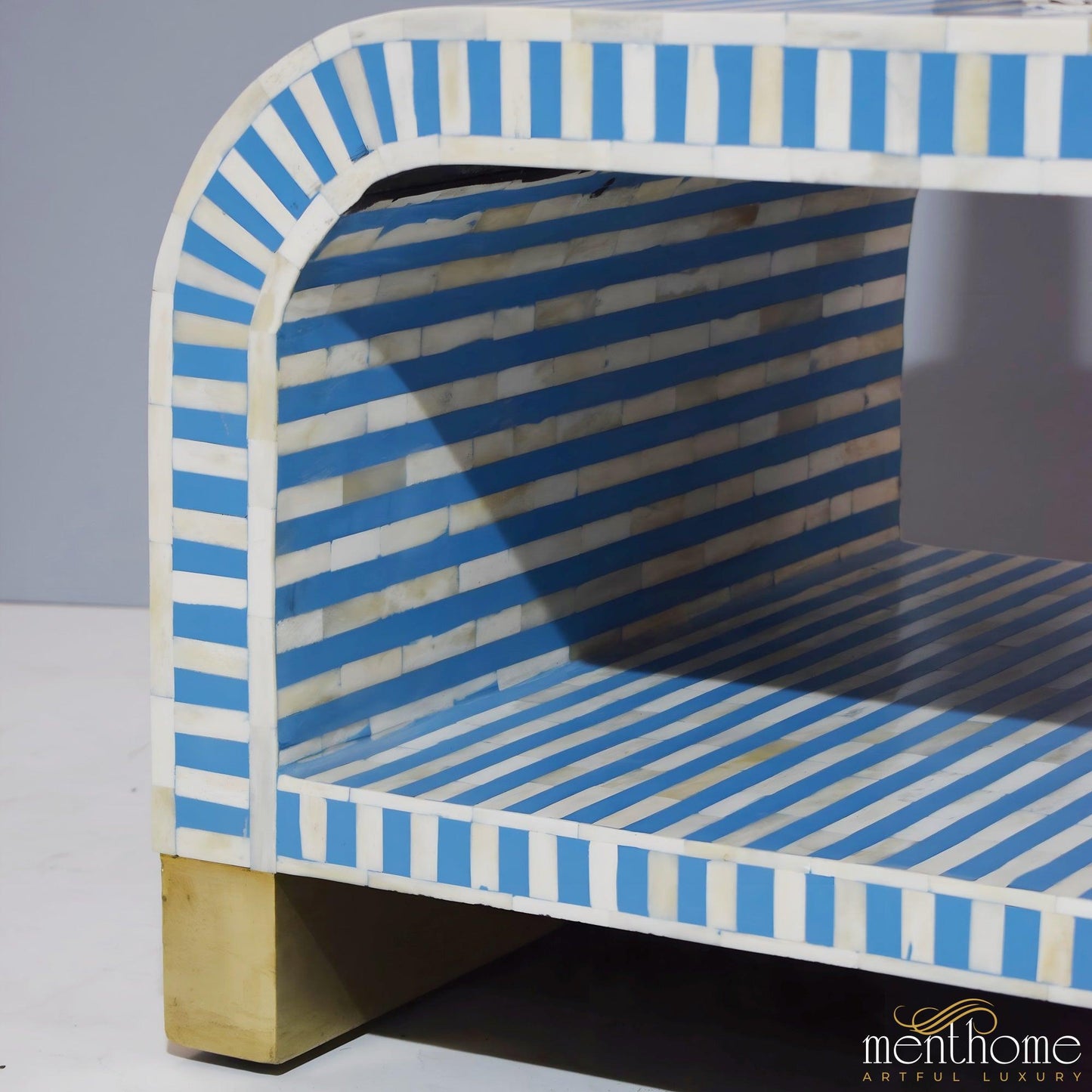 Double Shelf Table Waterfall Bone Inlay Coffee Table | Luxury Handmade Coffee Table