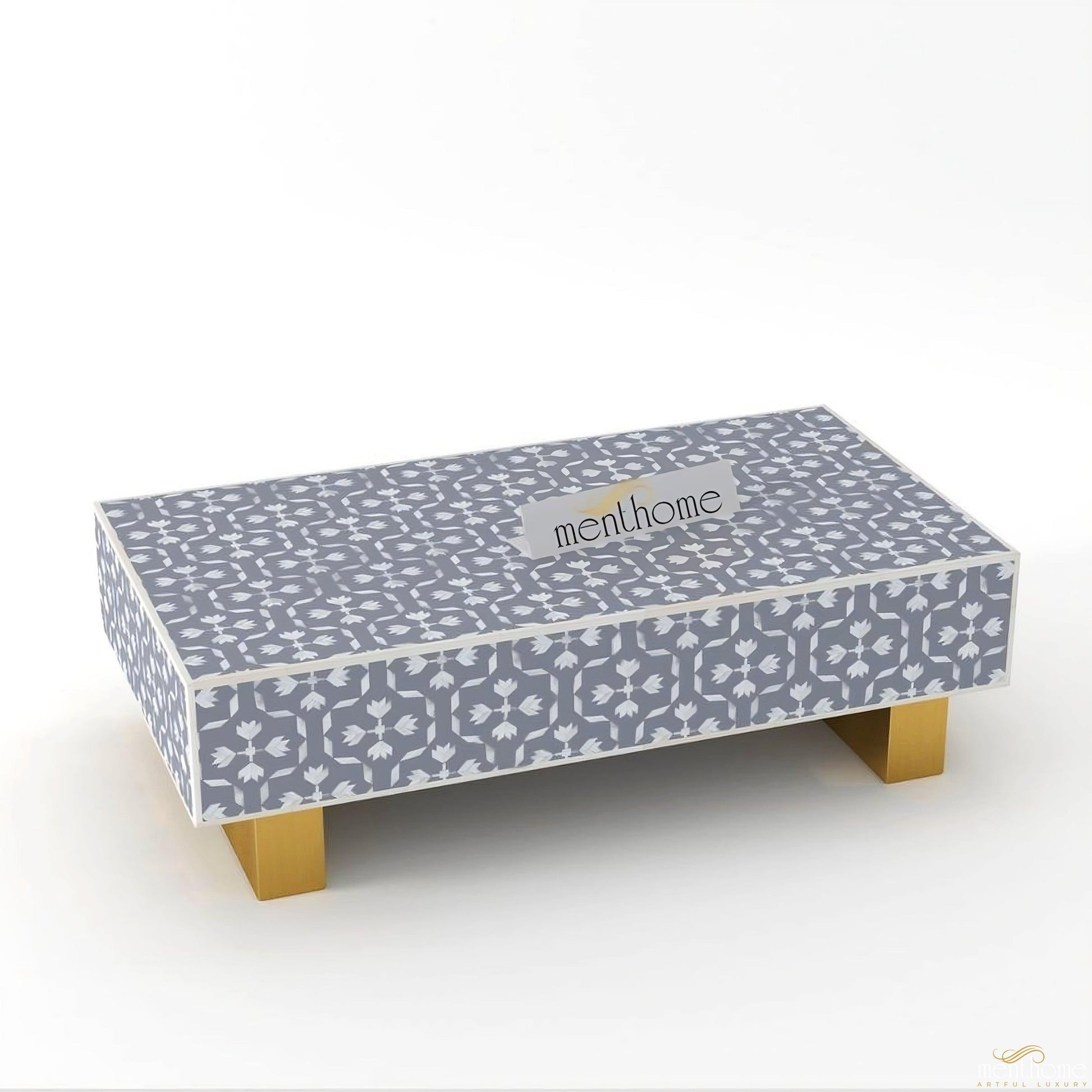 Bone Inlay Rectangular Black Coffee Table | Luxury Handmade Coffee Table