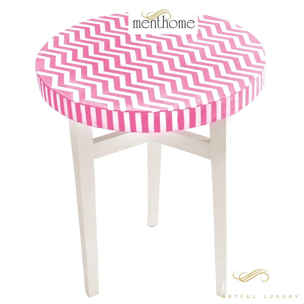 Modern Side Table Bone Wooden Modern Floral Pattern Stool | Luxury Handmade Side Table