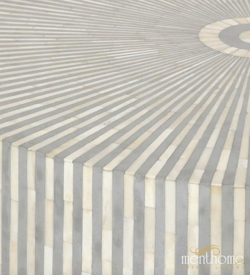 Bone Inlay Grey Round Coffee Table | Luxury Handmade Coffee Table