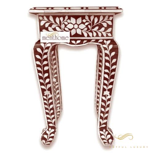Floral Pattern Side table Furniture Handmade Wooden Inlay Stool | Luxury Handmade Side Table