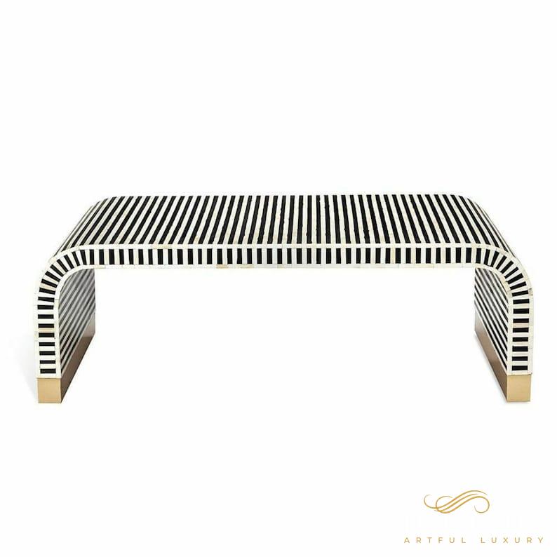 Bone Inlay Waterfall Coffee Table | Antique Design | 40WX40DX17H | Luxury Handmade Coffee Table