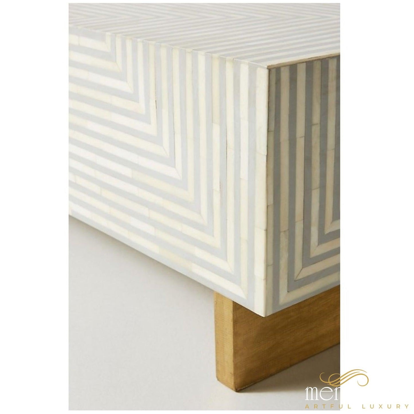 Bone Inlay Grey striped Coffee Table | Luxury Handmade Coffee Table