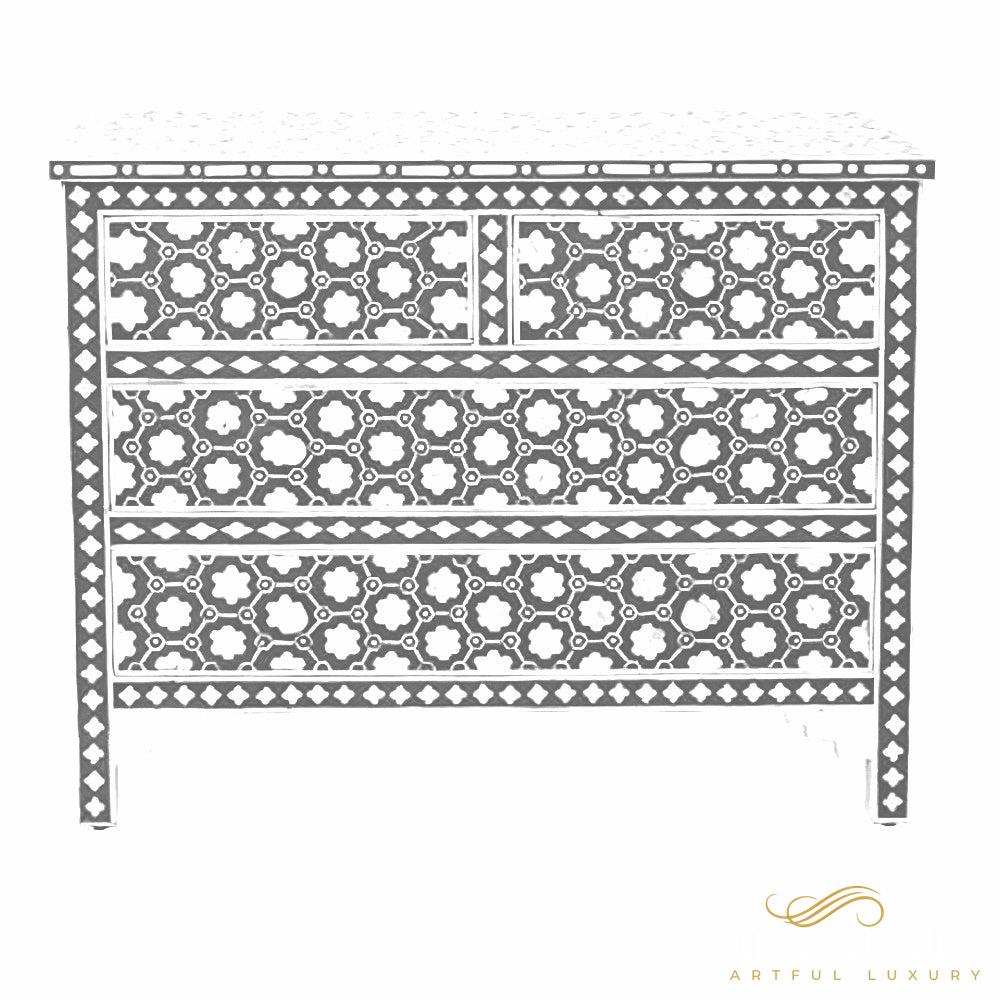 Indigo Blue Floral Design dresser | Luxury Handmade Dresser