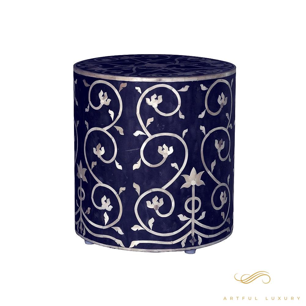 Bone Inlaid Stool Handcrafted | Luxury Handmade Stool